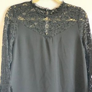 Zara short black dress with lace -size Large